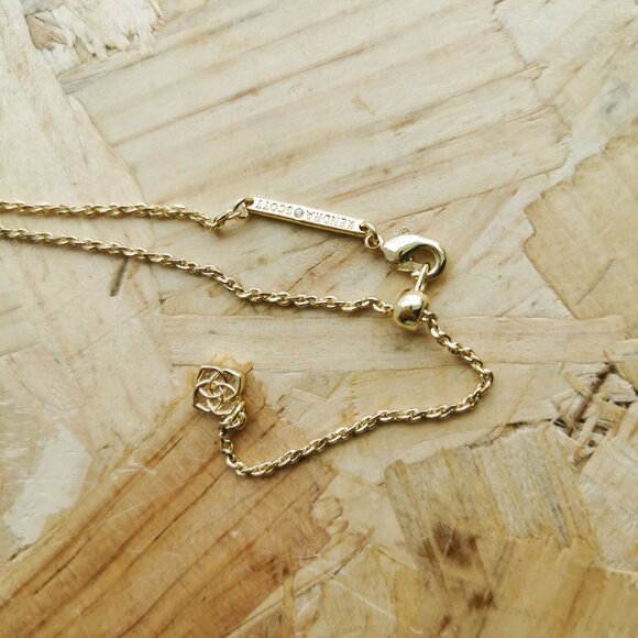 NEW Kendra Scott Elisa Crystal Frame Kelly Green Short Necklace Gold - Picture 2 of 5